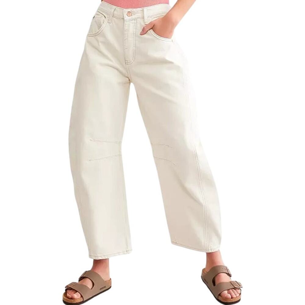 Free People We The Free Good Luck Mid-Rise Barrel Jean Denim Relaxed Milk 26